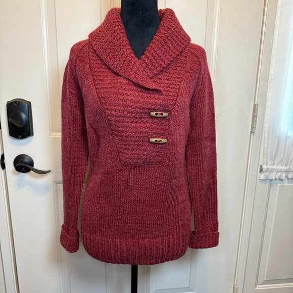 Guide Series, Gander Mountain Red Wool Alpaca Blend Sweater w/Shawl Collar Sz M - Picture 1 of 12